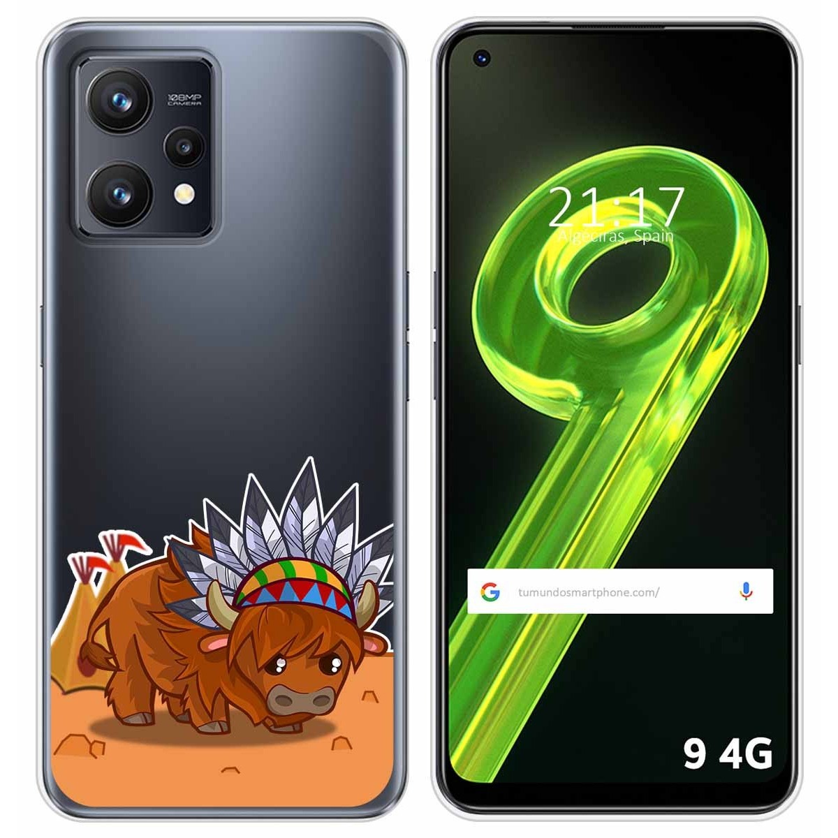 Funda Silicona Transparente para Realme 9 4G diseño Bufalo Dibujos