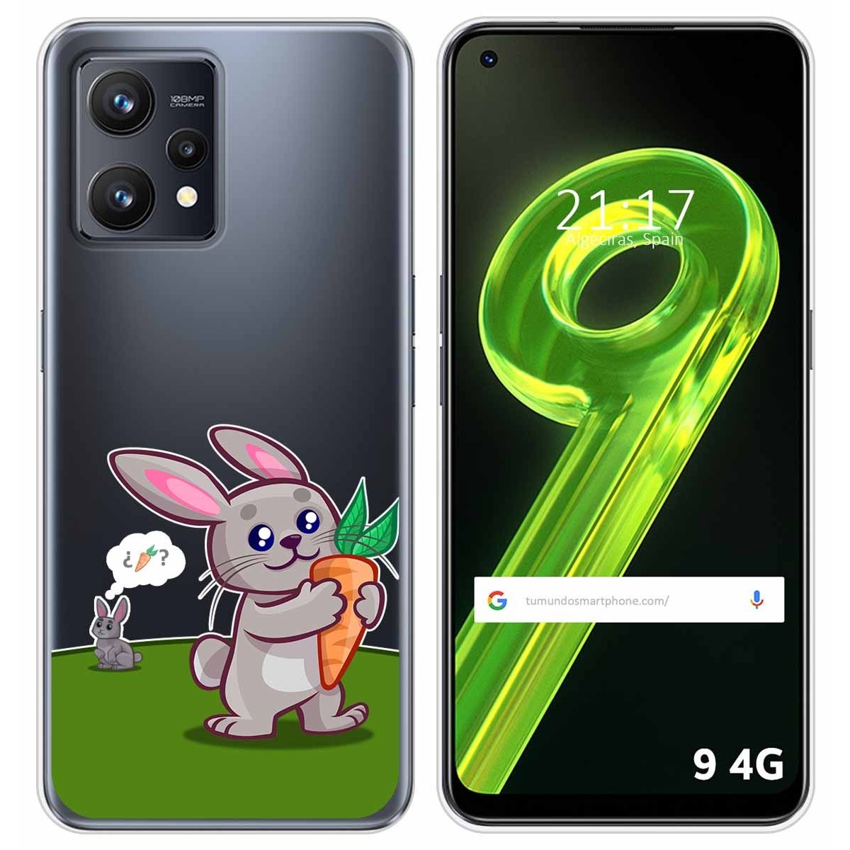 Funda Silicona Transparente para Realme 9 4G diseño Conejo Dibujos