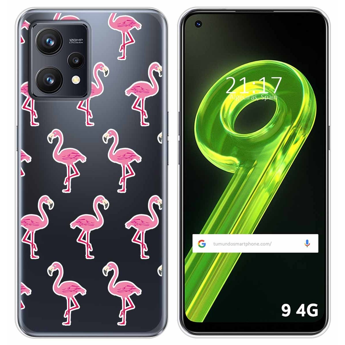 Funda Silicona Transparente para Realme 9 4G diseño Flamenco Dibujos