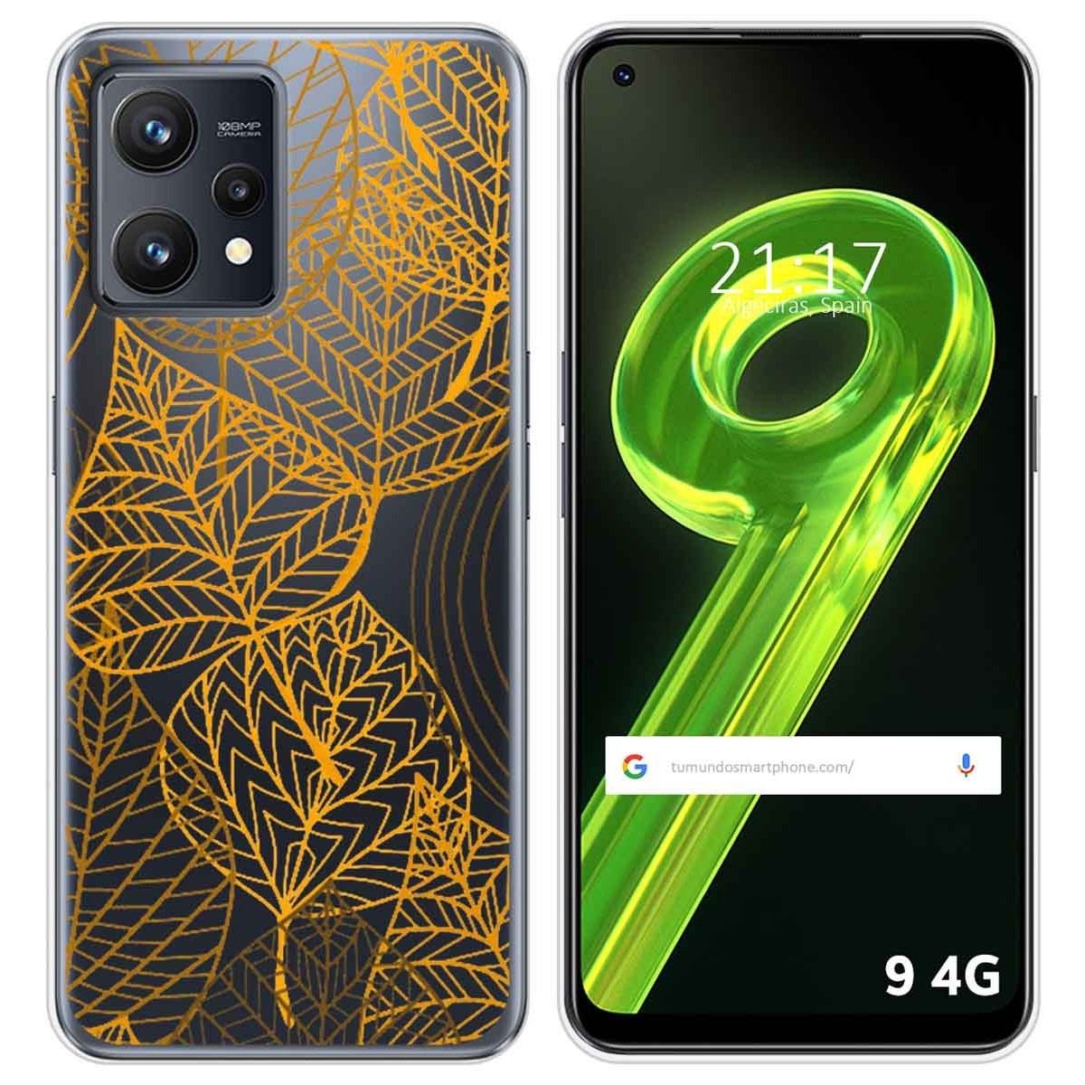 Funda Silicona Transparente para Realme 9 4G diseño Hojas Dibujos