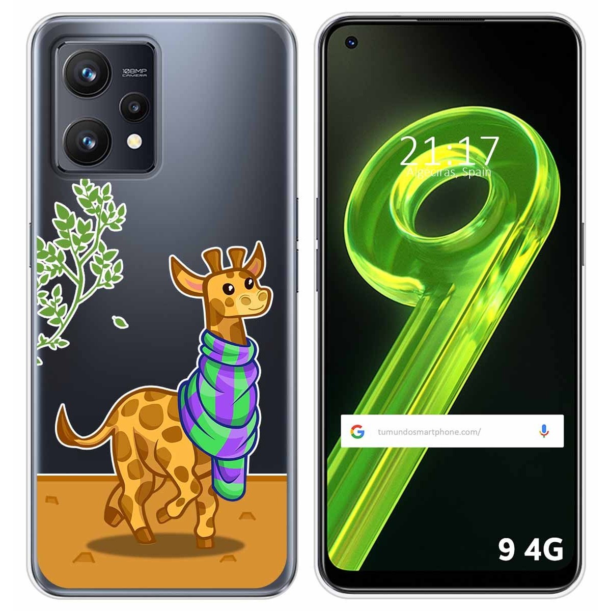 Funda Silicona Transparente para Realme 9 4G diseño Jirafa Dibujos