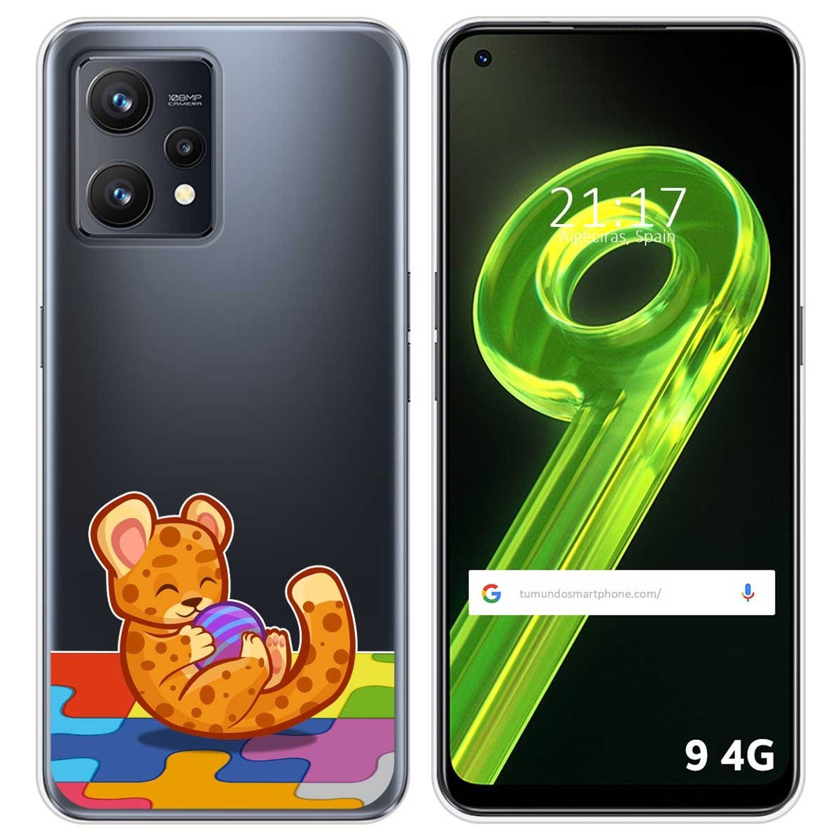 Funda Silicona Transparente para Realme 9 4G diseño Leopardo Dibujos