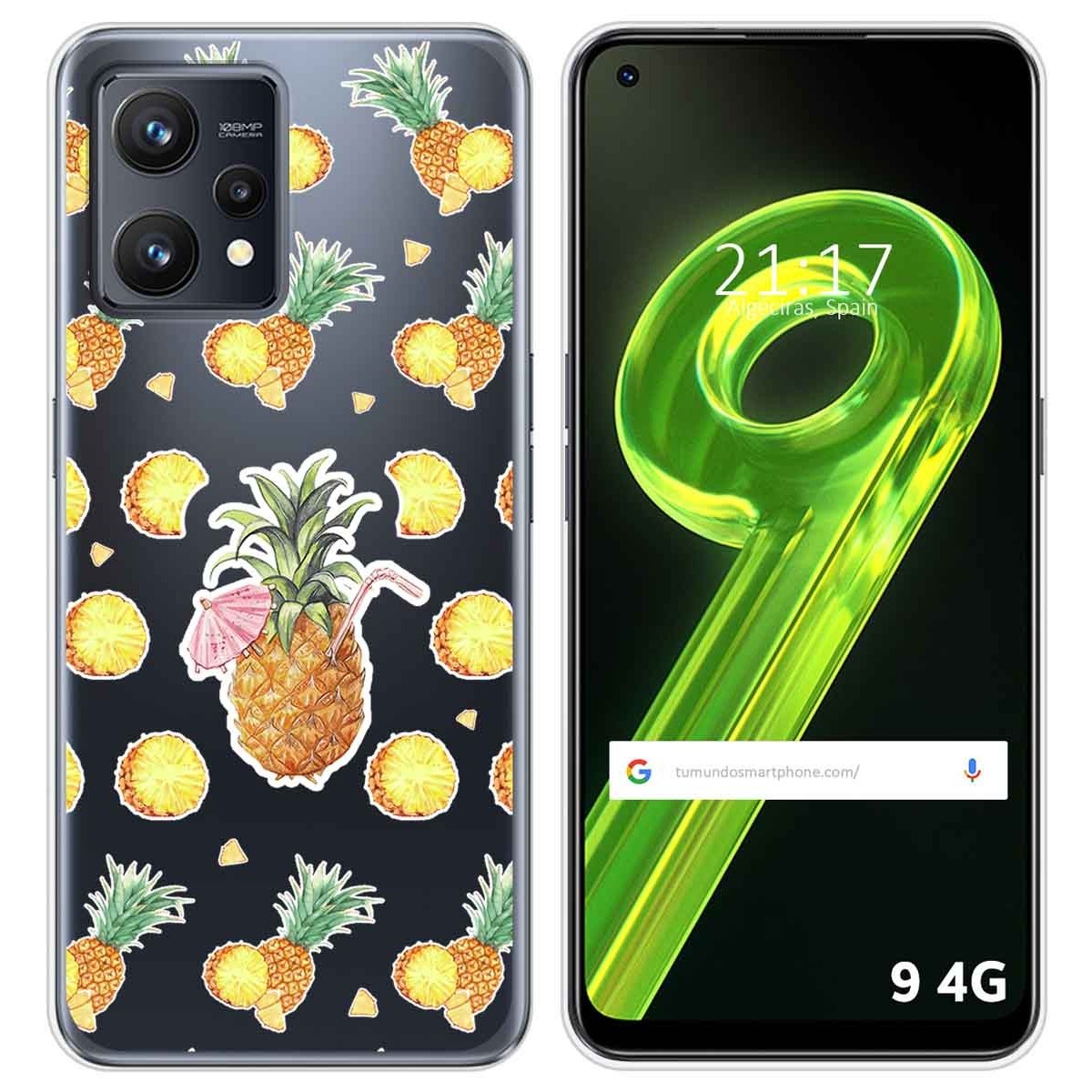 Funda Silicona Transparente para Realme 9 4G diseño Piña Dibujos