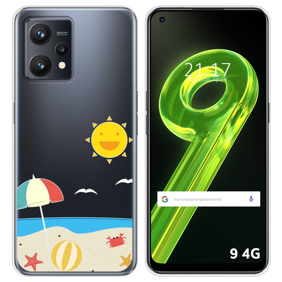 Funda Silicona Transparente para Realme 9 4G diseño Playa Dibujos