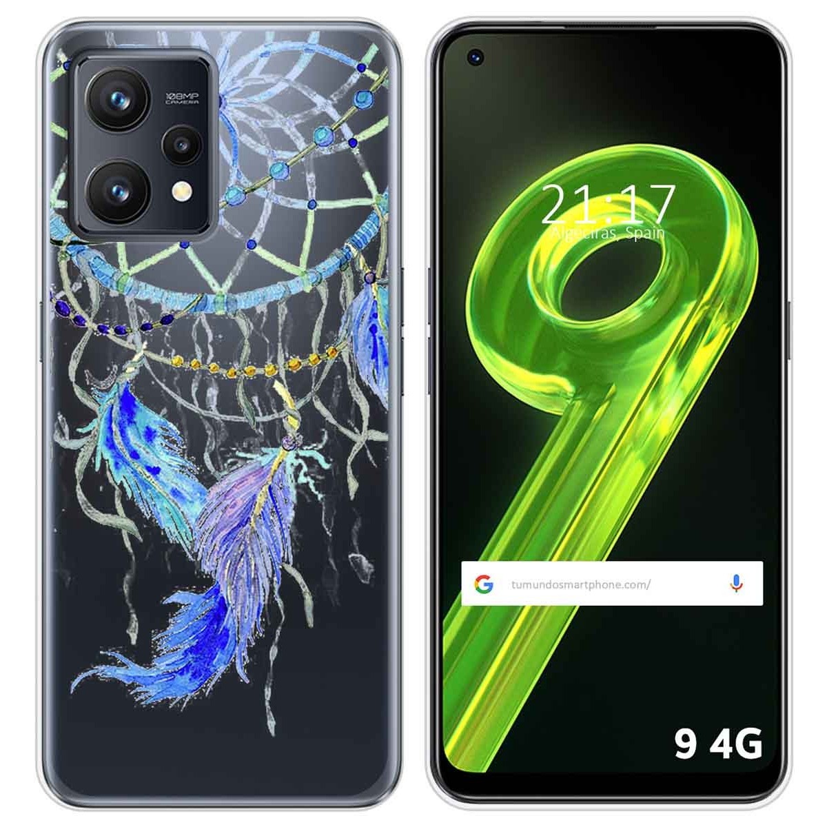 Funda Silicona Transparente para Realme 9 4G diseño Plumas Dibujos