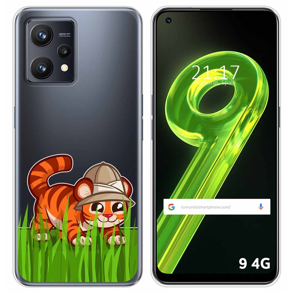 Funda Silicona Transparente para Realme 9 4G diseño Tigre Dibujos