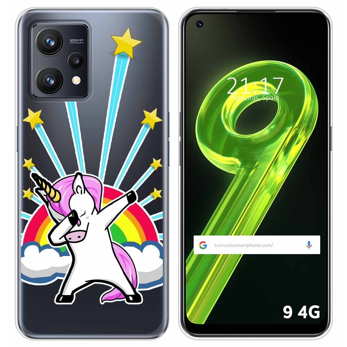 Funda Silicona Transparente para Realme 9 4G diseño Unicornio Dibujos