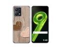 Funda Silicona para Realme 9 4G diseño Corazones Madera Dibujos