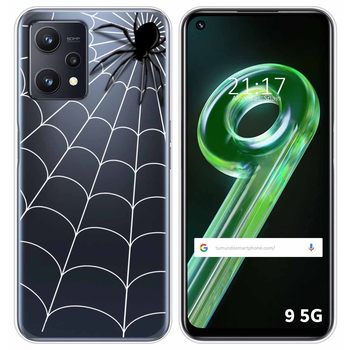 Funda Silicona Transparente para Realme 9 5G diseño Araña Dibujos