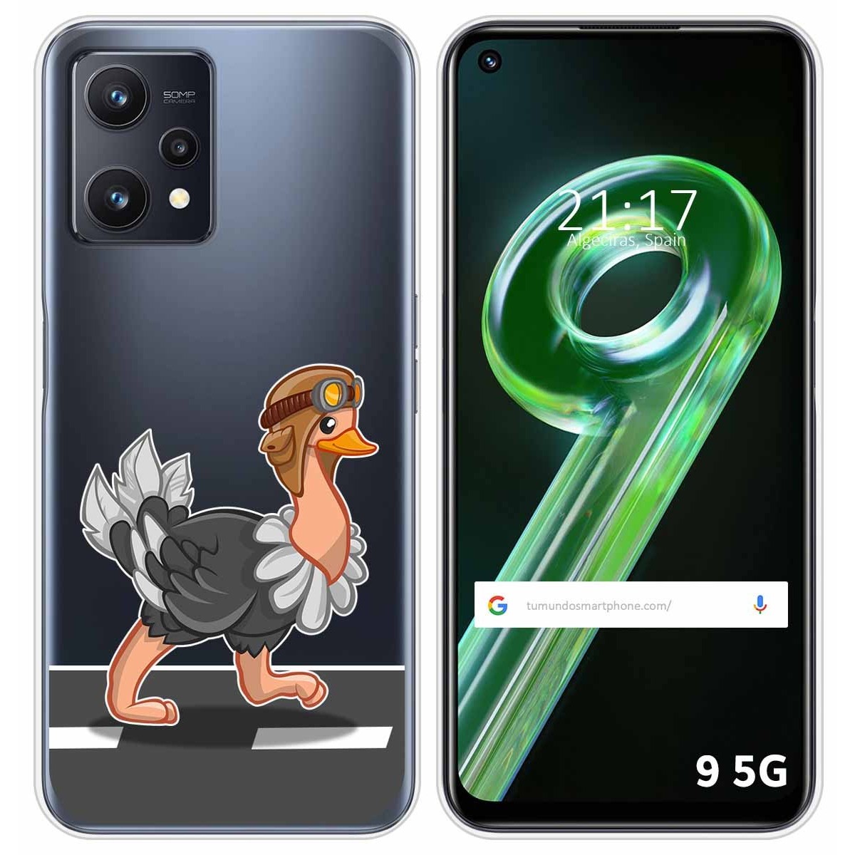 Funda Silicona Transparente para Realme 9 5G diseño Avestruz Dibujos