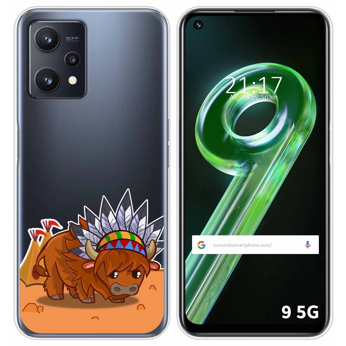 Funda Silicona Transparente para Realme 9 5G diseño Bufalo Dibujos