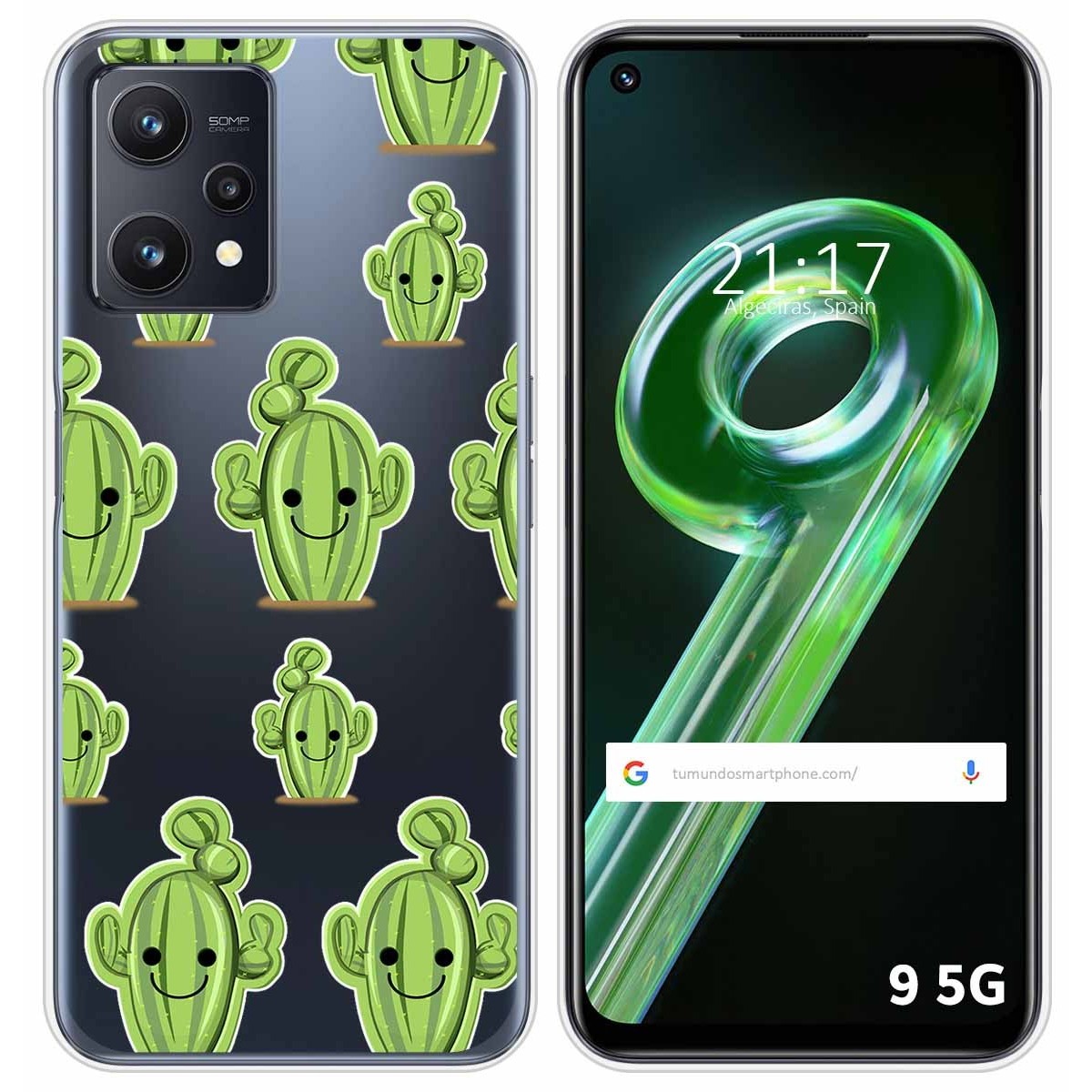 Funda Silicona Transparente para Realme 9 5G diseño Cactus Dibujos