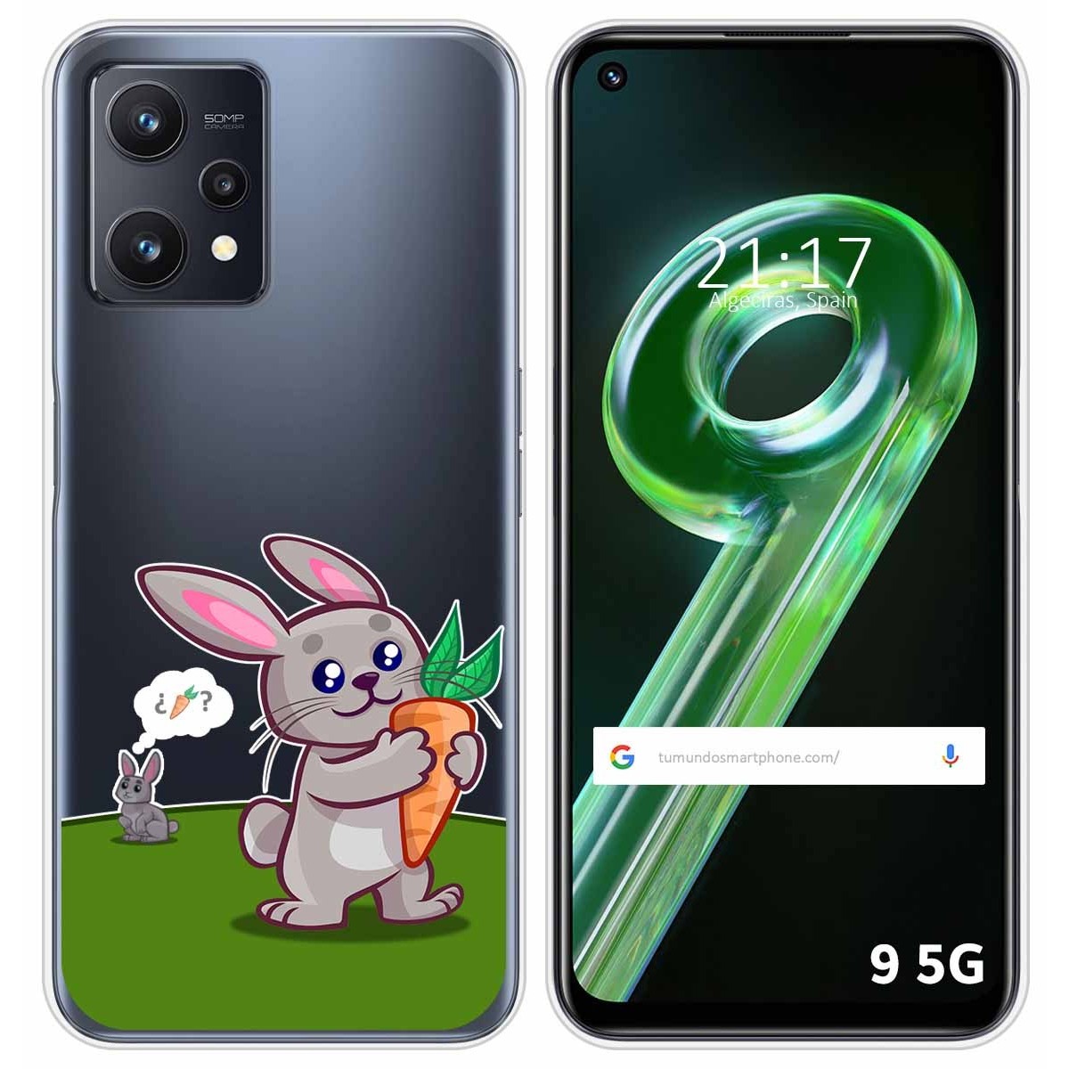 Funda Silicona Transparente para Realme 9 5G diseño Conejo Dibujos
