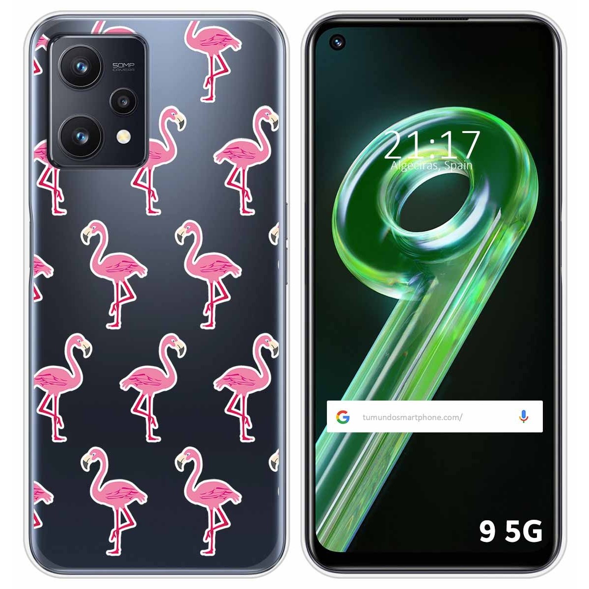 Funda Silicona Transparente para Realme 9 5G diseño Flamenco Dibujos