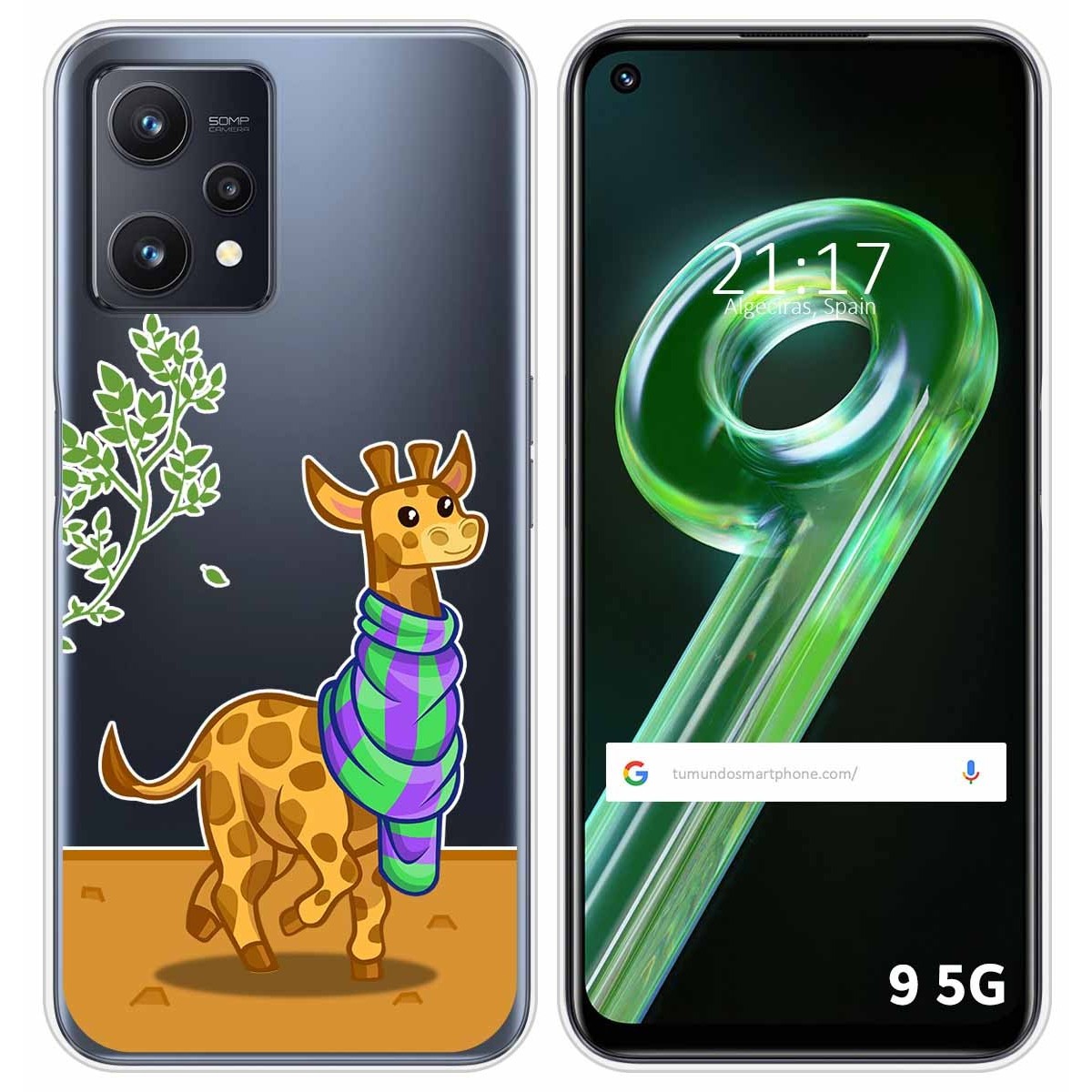 Funda Silicona Transparente para Realme 9 5G diseño Jirafa Dibujos