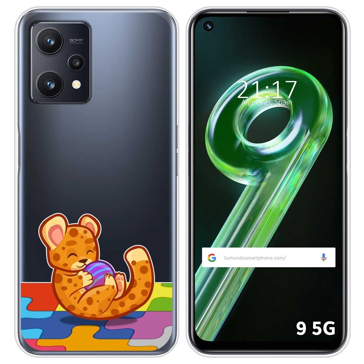 Funda Silicona Transparente para Realme 9 5G diseño Leopardo Dibujos