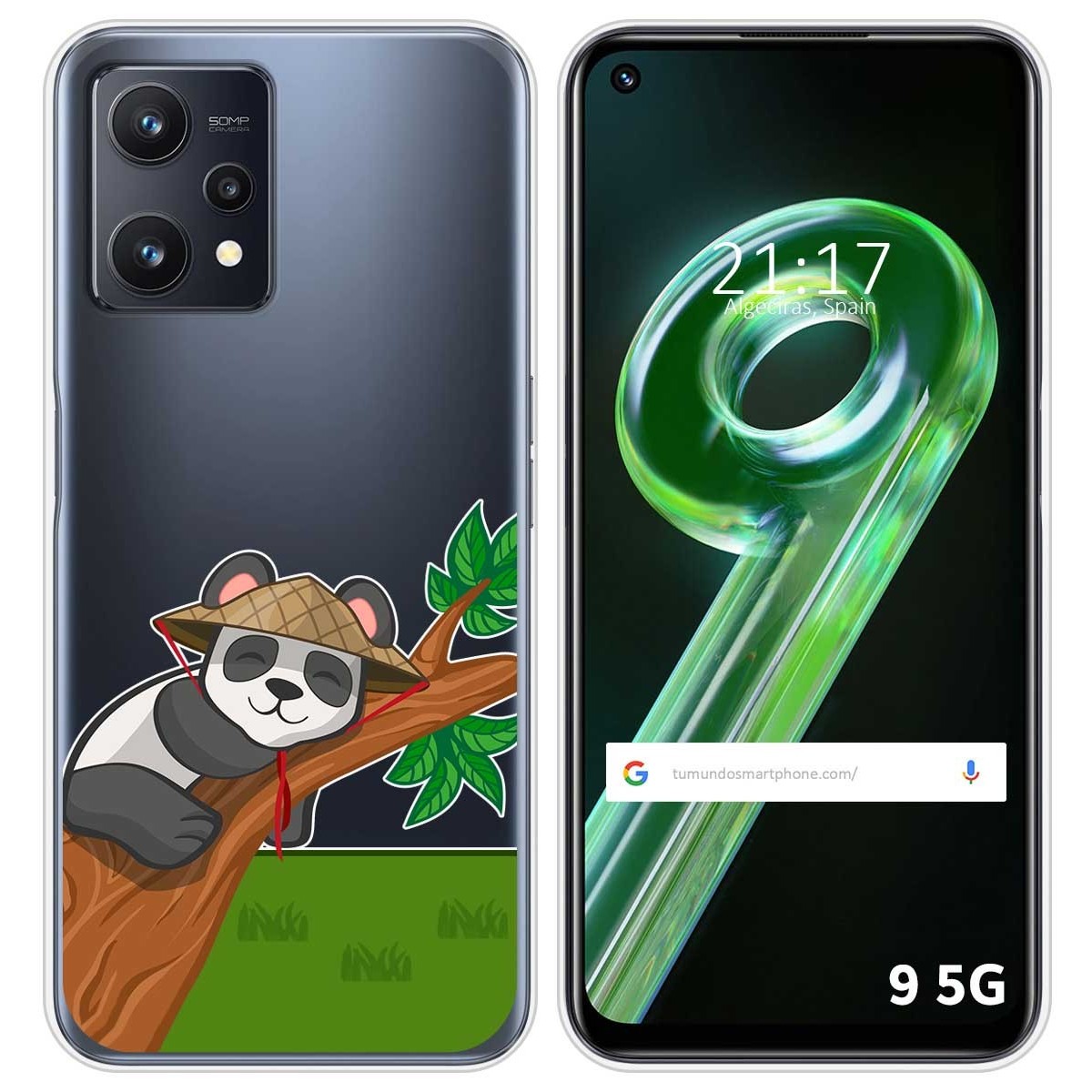 Funda Silicona Transparente para Realme 9 5G diseño Panda Dibujos