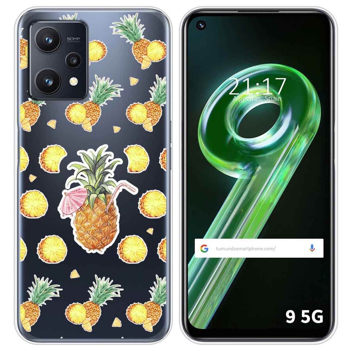 Funda Silicona Transparente para Realme 9 5G diseño Piña Dibujos