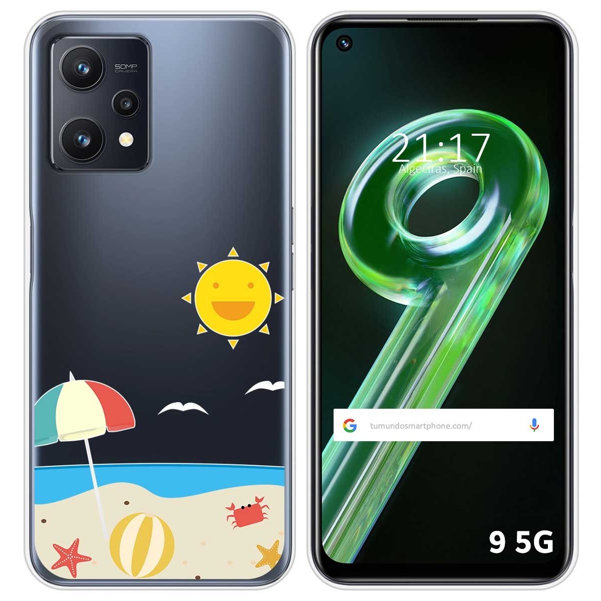 Funda Silicona Transparente para Realme 9 5G diseño Playa Dibujos