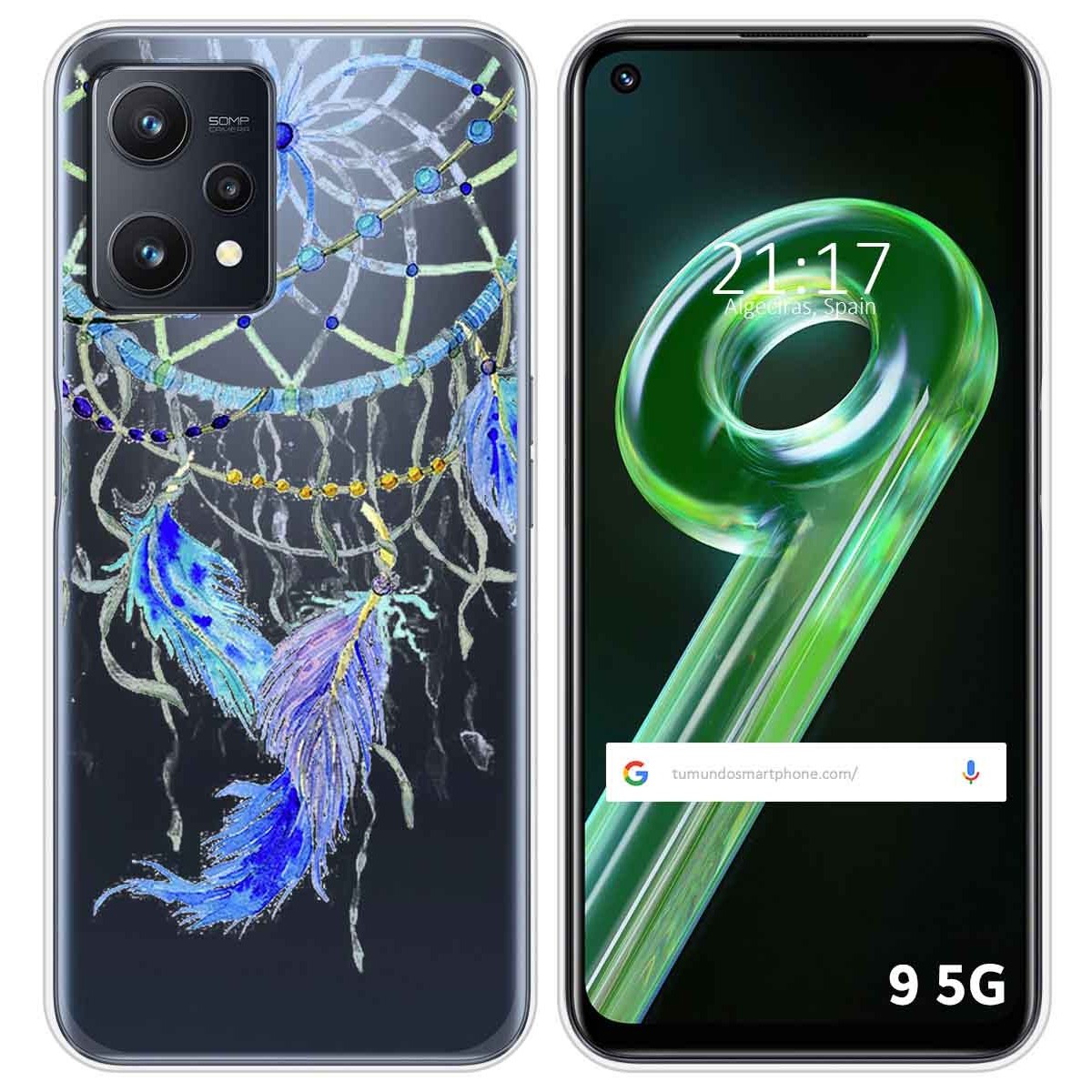 Funda Silicona Transparente para Realme 9 5G diseño Plumas Dibujos