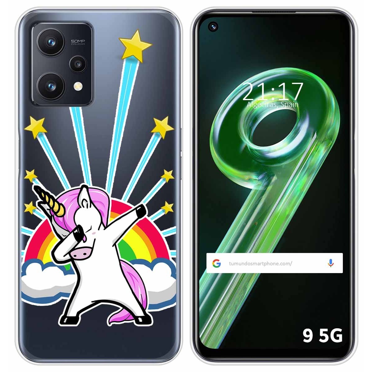 Funda Silicona Transparente para Realme 9 5G diseño Unicornio Dibujos