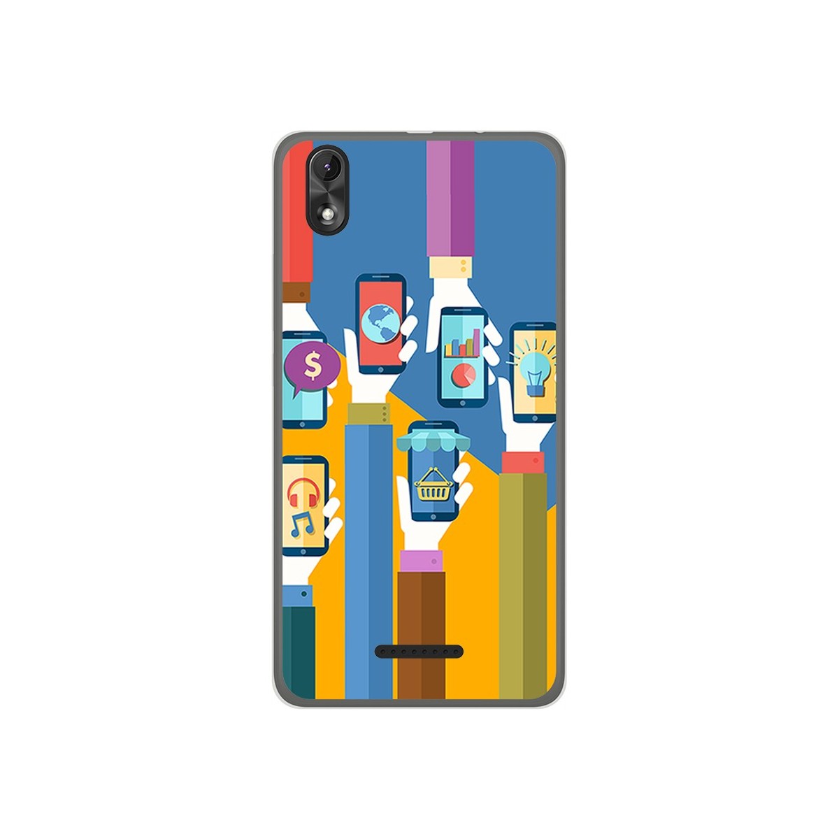 Funda Gel Tpu para Wiko Lenny4 Plus Diseño Apps Dibujos