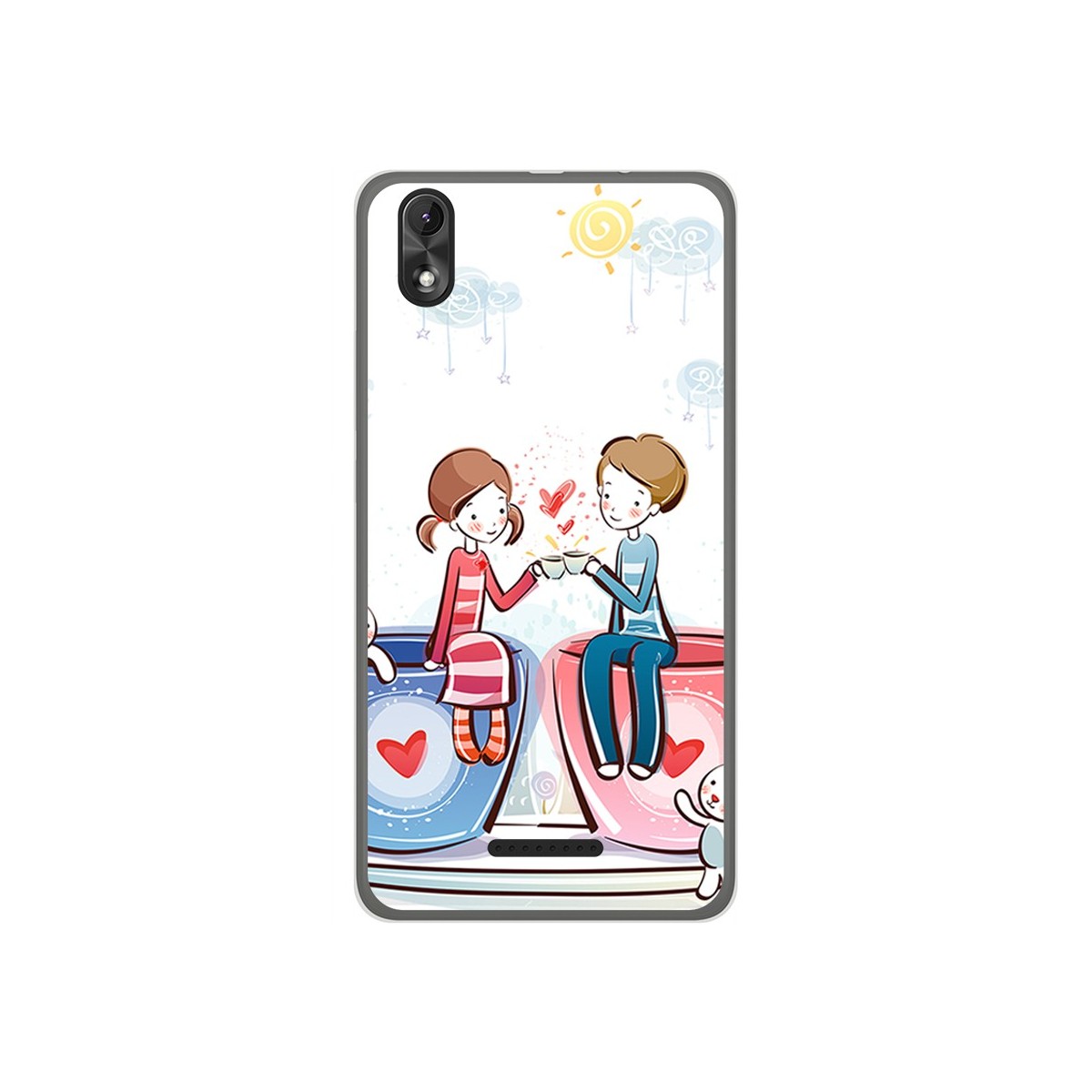 Funda Gel Tpu para Wiko Lenny4 Plus Diseño Cafe Dibujos