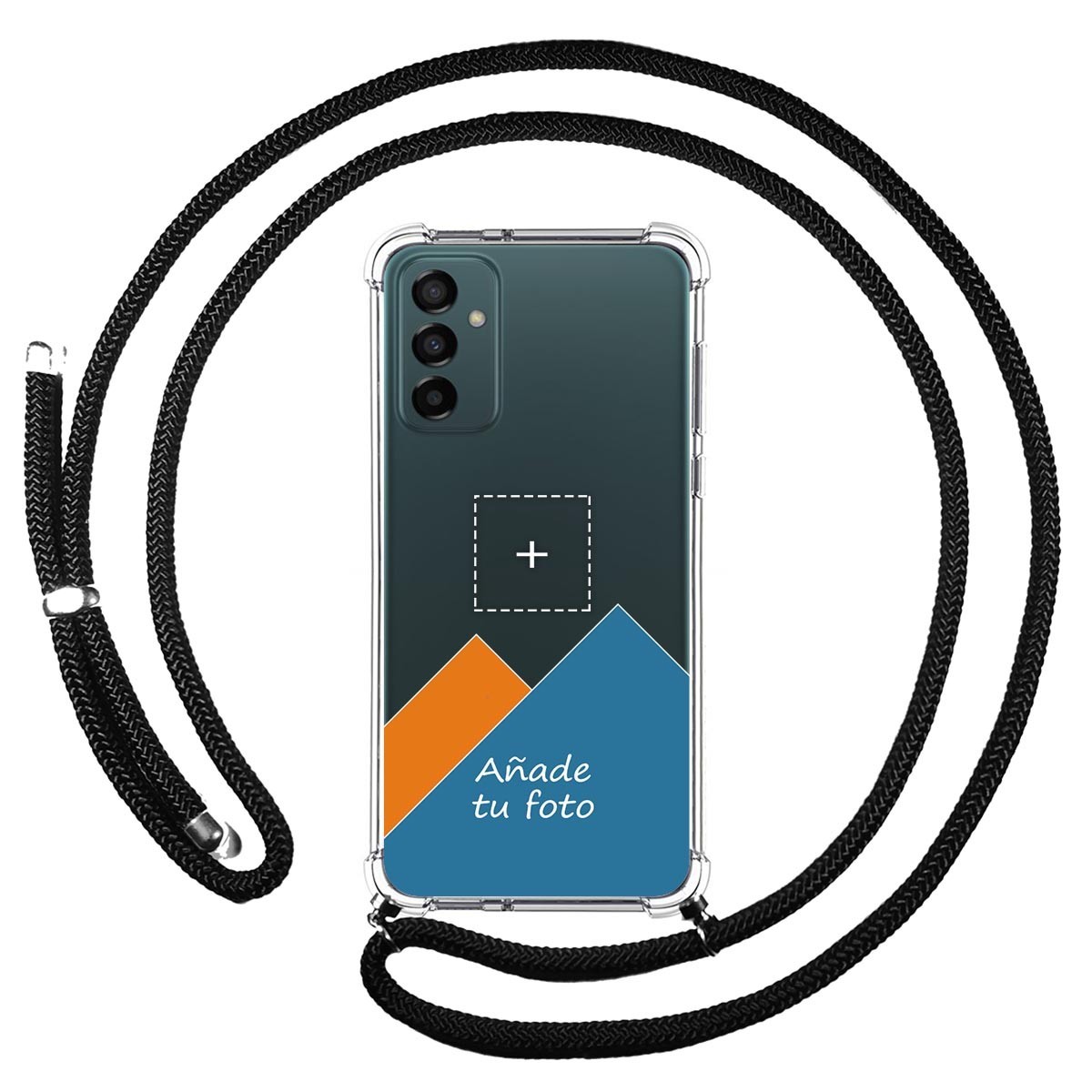 Personaliza tu Funda Colgante Transparente para Samsung Galaxy M23 5G con Cordon Negro Dibujo Personalizada