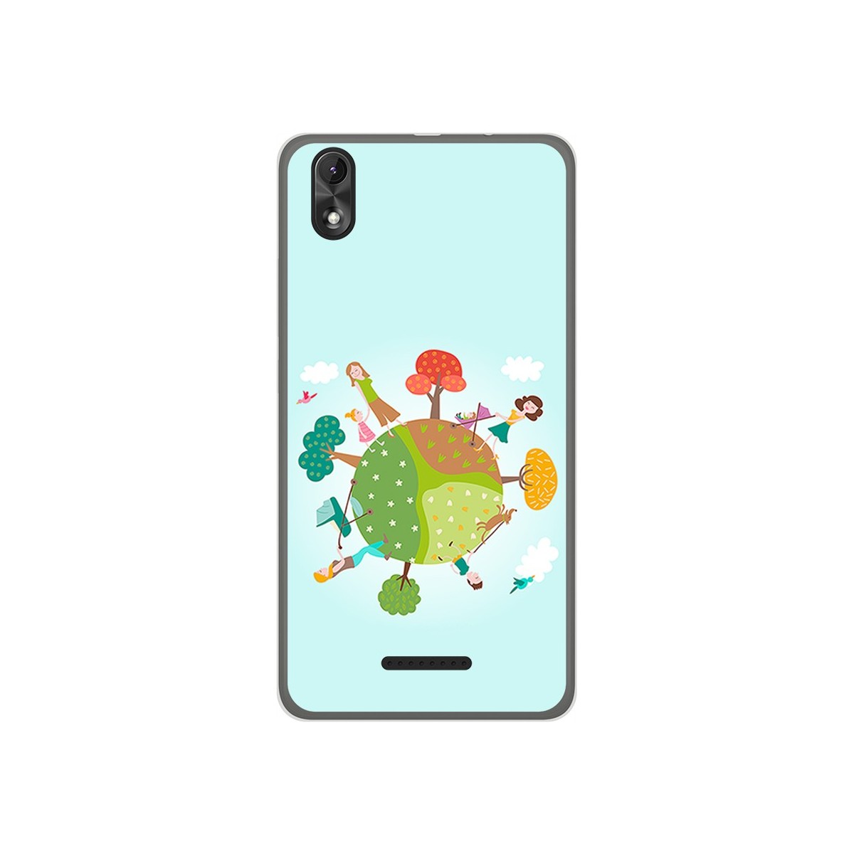 Funda Gel Tpu para Wiko Lenny4 Plus Diseño Familia Dibujos