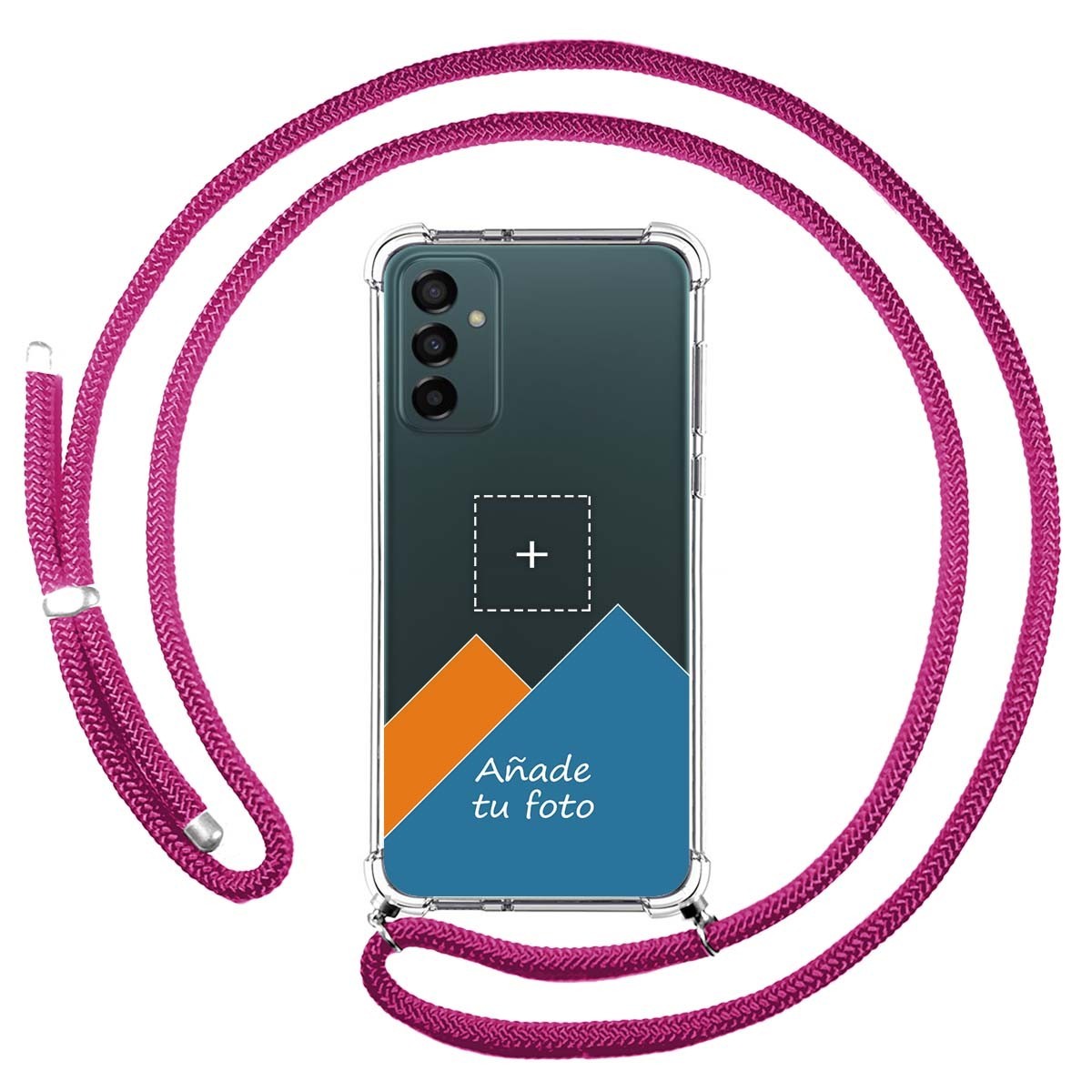 Personaliza tu Funda Colgante Transparente para Samsung Galaxy M23 5G con Cordon Rosa Fucsia Dibujo Personalizada