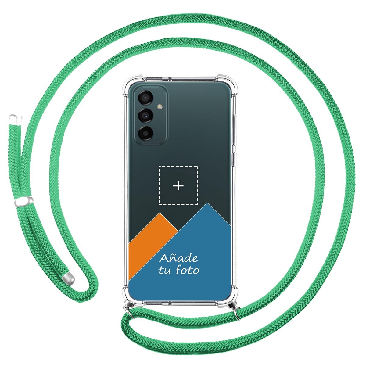 Personaliza tu Funda Colgante Transparente para Samsung Galaxy M23 5G con Cordon Verde Agua Dibujo Personalizada