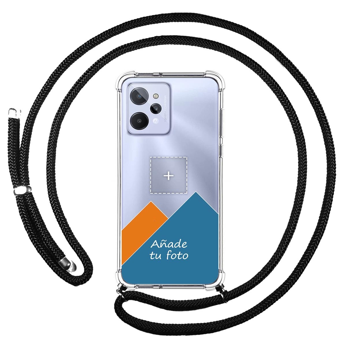Personaliza tu Funda Colgante Transparente para Realme C31 con Cordon Negro Dibujo Personalizada