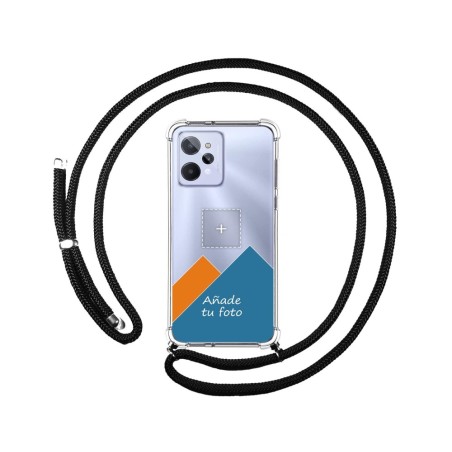 Personaliza tu Funda Colgante Transparente para Realme C31 con Cordon Negro Dibujo Personalizada