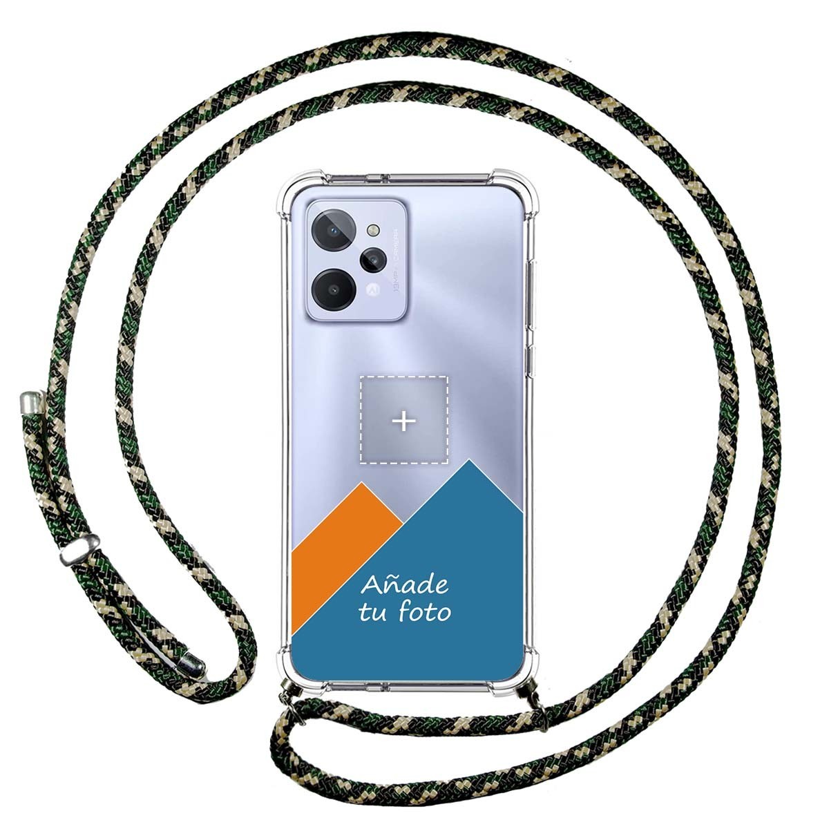 Personaliza tu Funda Colgante Transparente para Realme C31 con Cordon Verde / Dorado Dibujo Personalizada