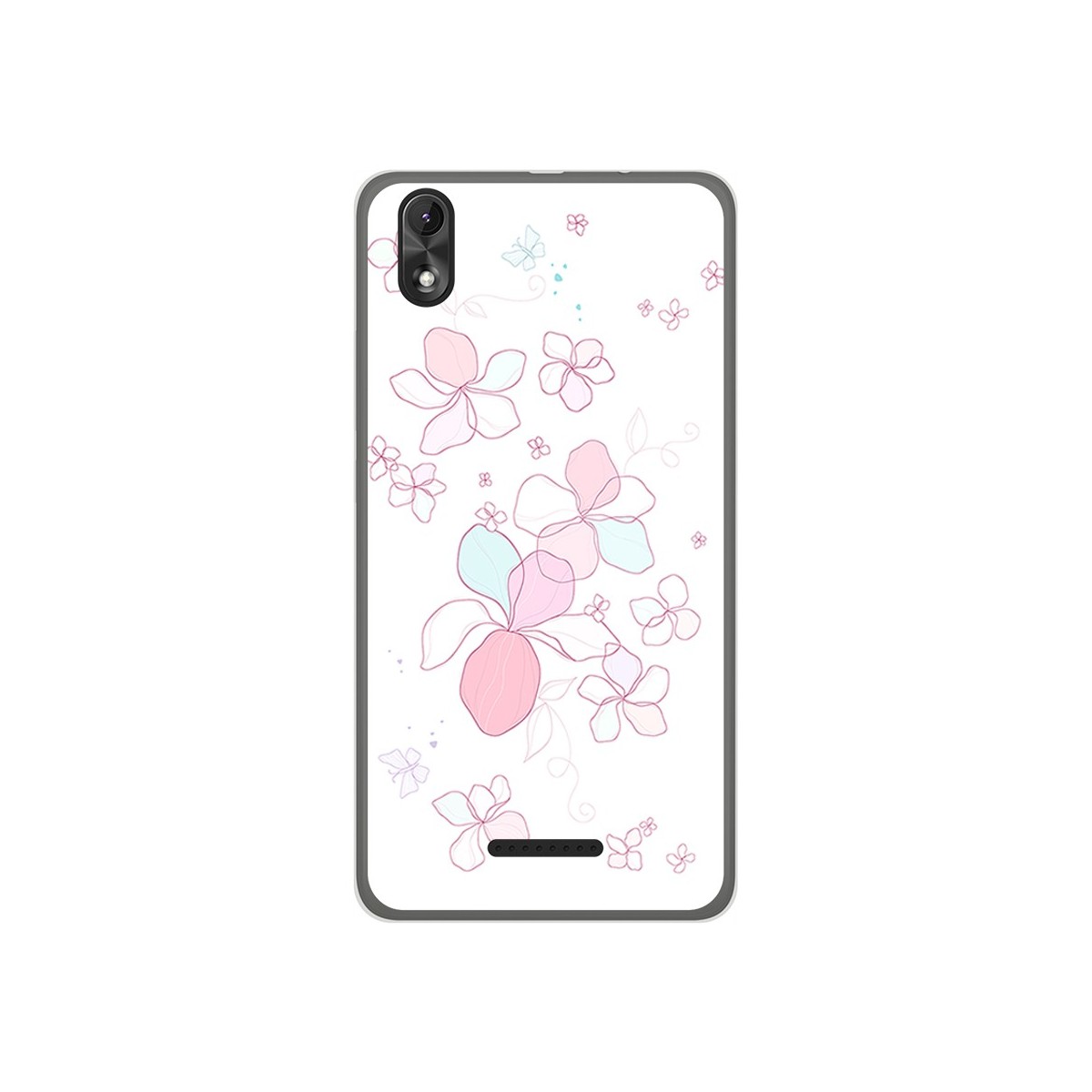 Funda Gel Tpu para Wiko Lenny4 Plus Diseño Flores Minimal Dibujos
