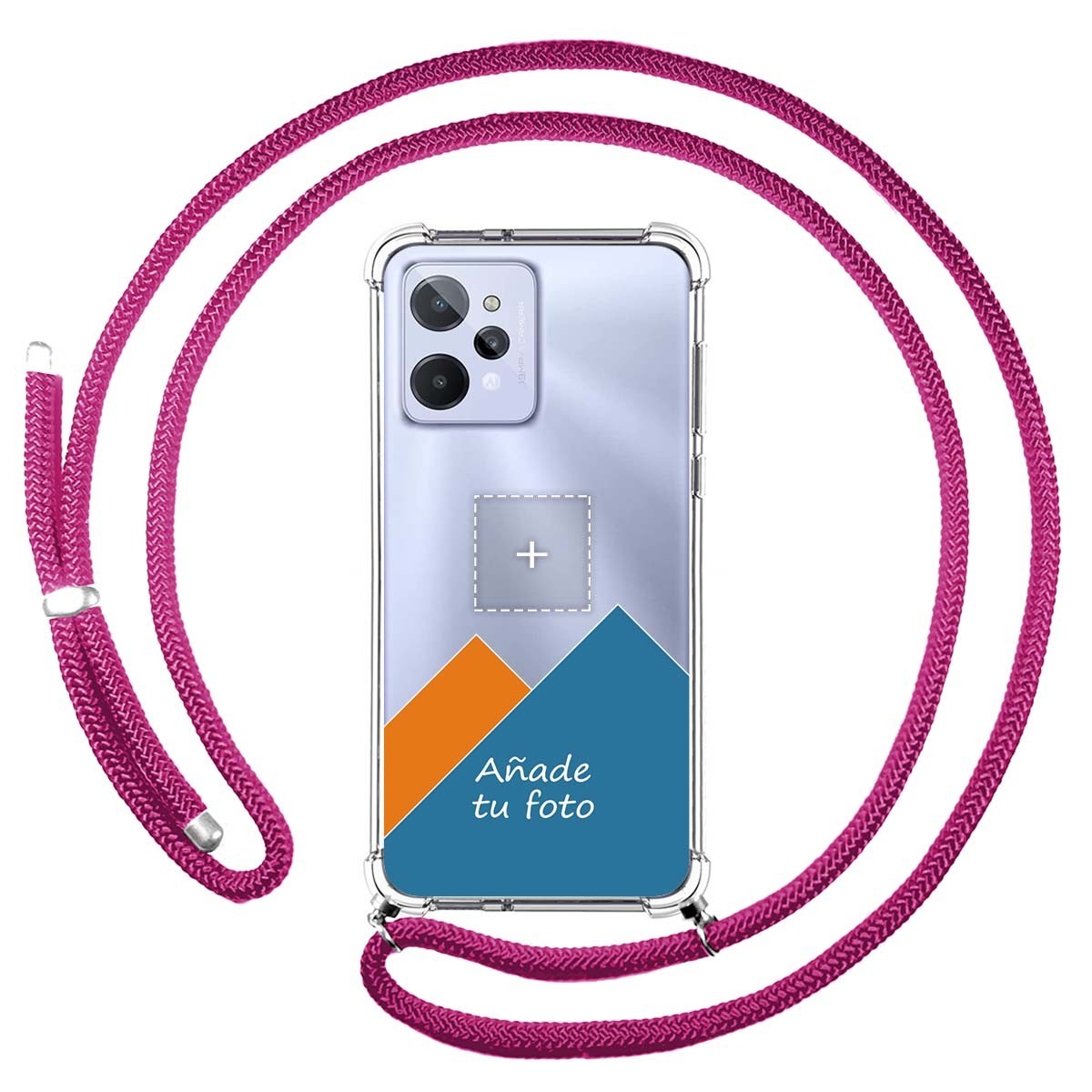 Personaliza tu Funda Colgante Transparente para Realme C31 con Cordon Rosa Fucsia Dibujo Personalizada