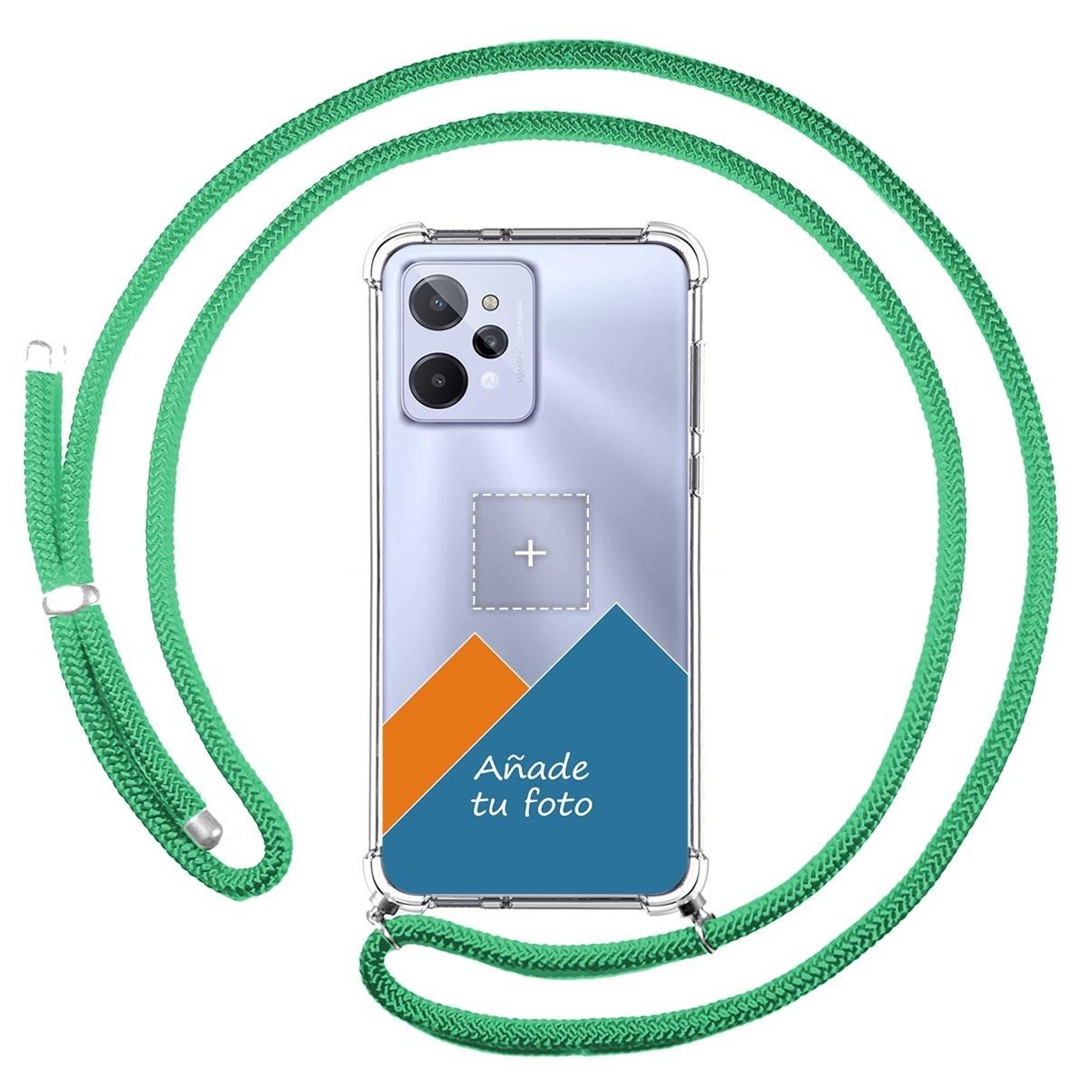 Personaliza tu Funda Colgante Transparente para Realme C31 con Cordon Verde Agua Dibujo Personalizada