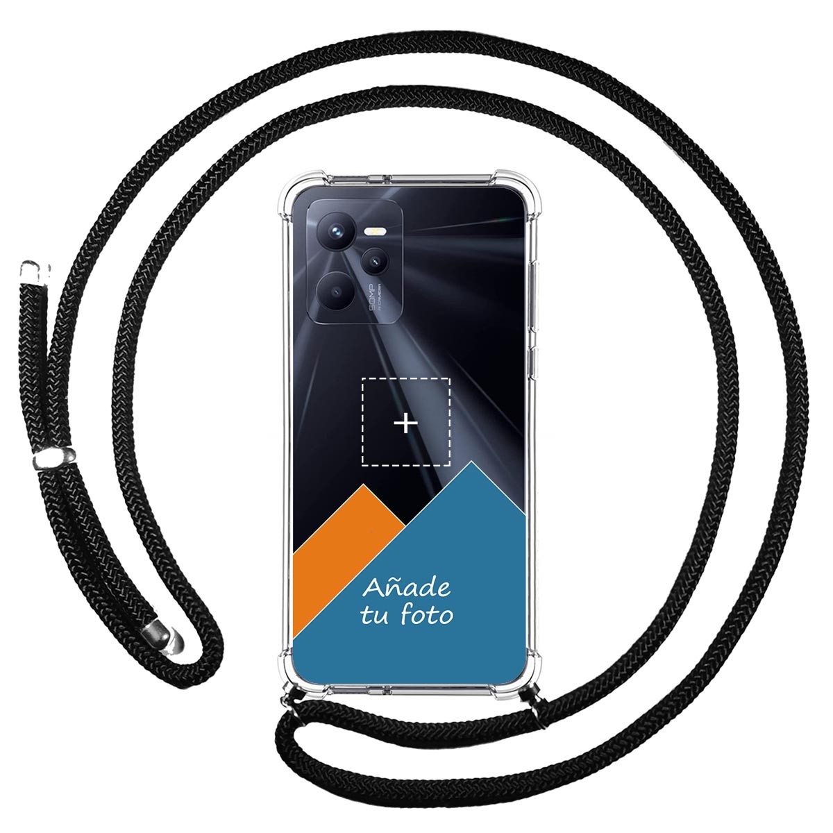 Personaliza tu Funda Colgante Transparente para Realme C35 con Cordon Negro Dibujo Personalizada