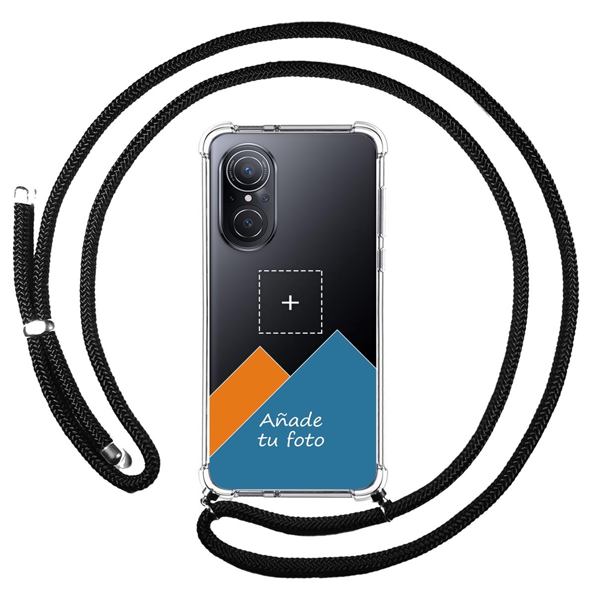 Personaliza tu Funda Colgante Transparente para Huawei Nova 9 SE con Cordon Negro Dibujo Personalizada