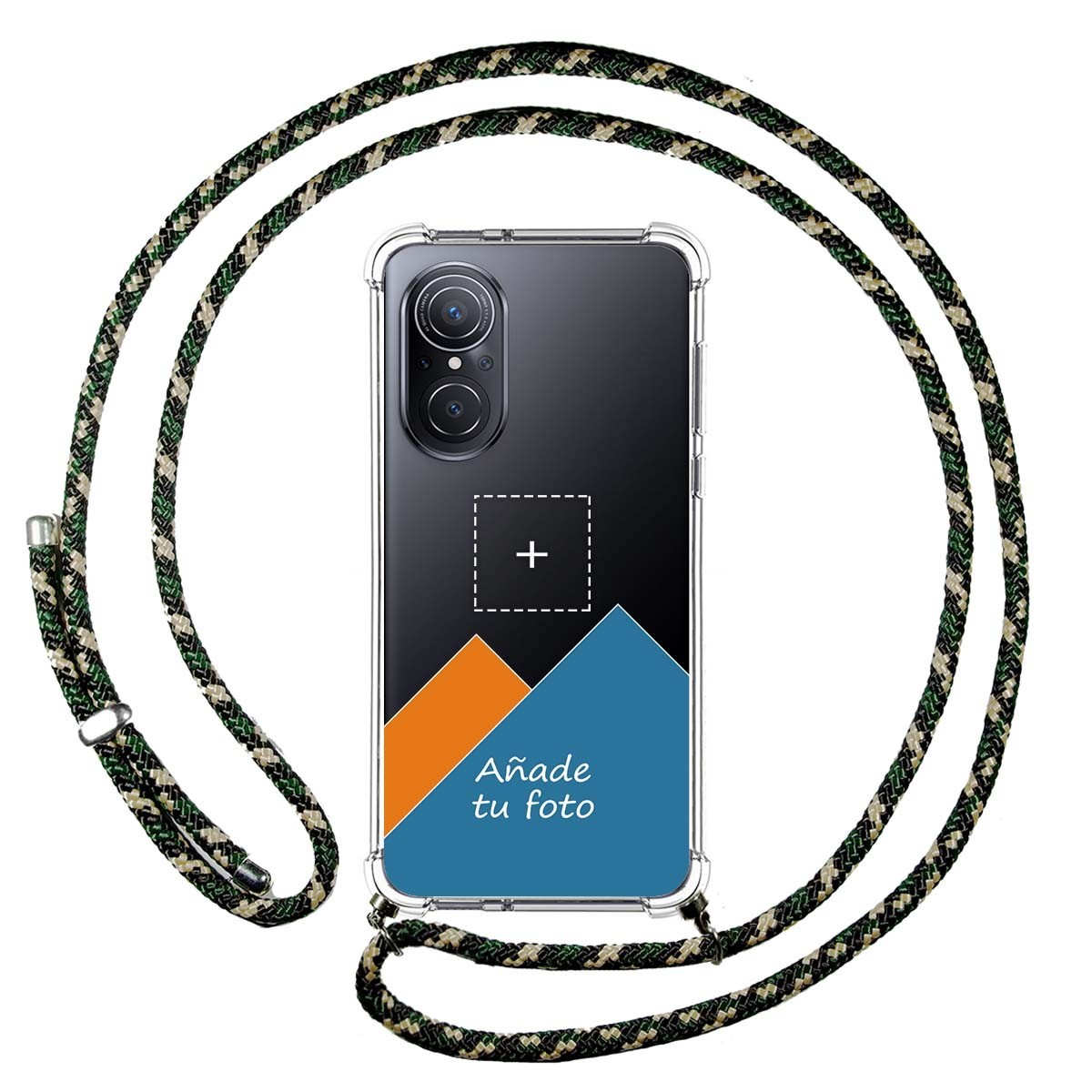 Personaliza tu Funda Colgante Transparente para Huawei Nova 9 SE con Cordon Verde / Dorado Dibujo Personalizada