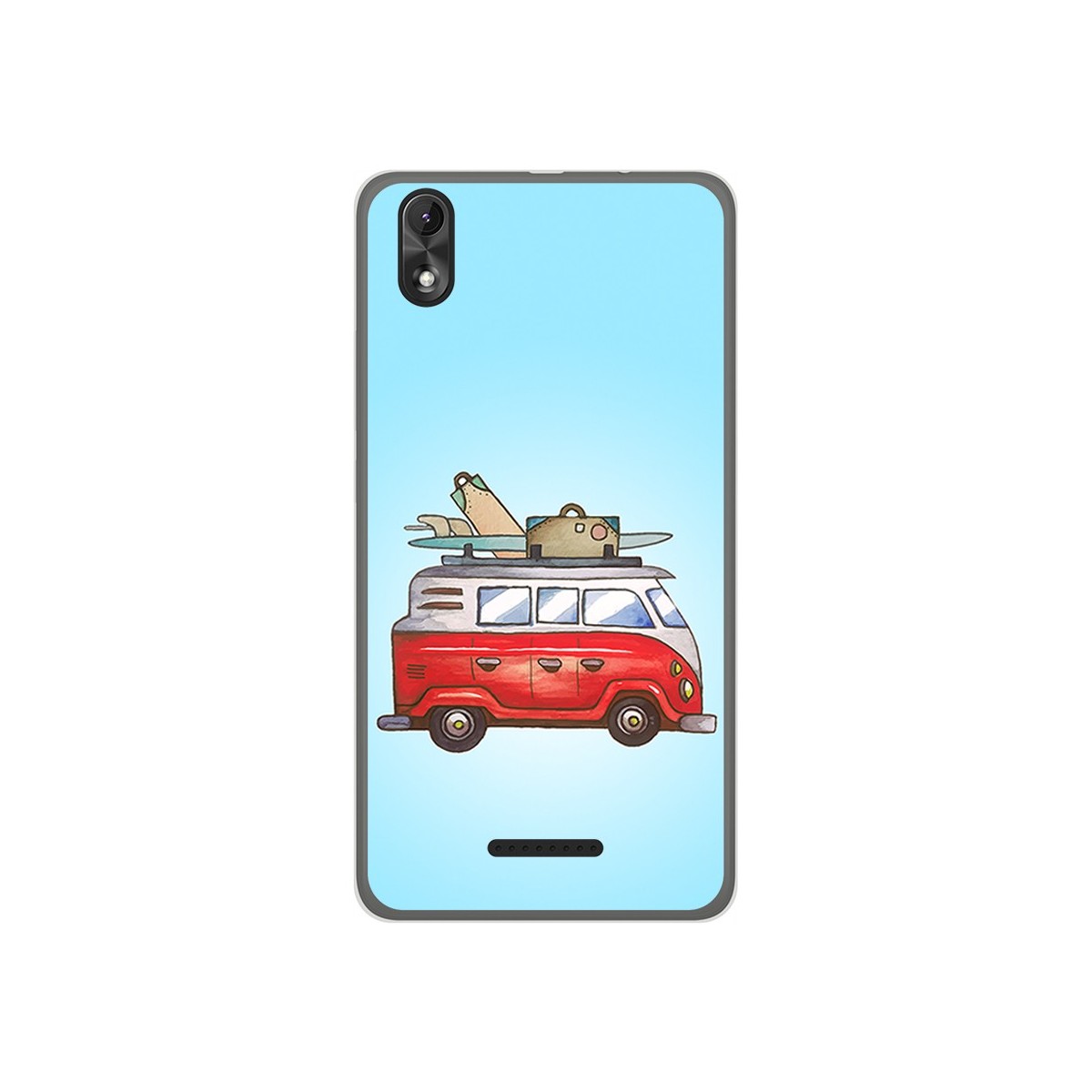 Funda Gel Tpu para Wiko Lenny4 Plus Diseño Furgoneta Dibujos