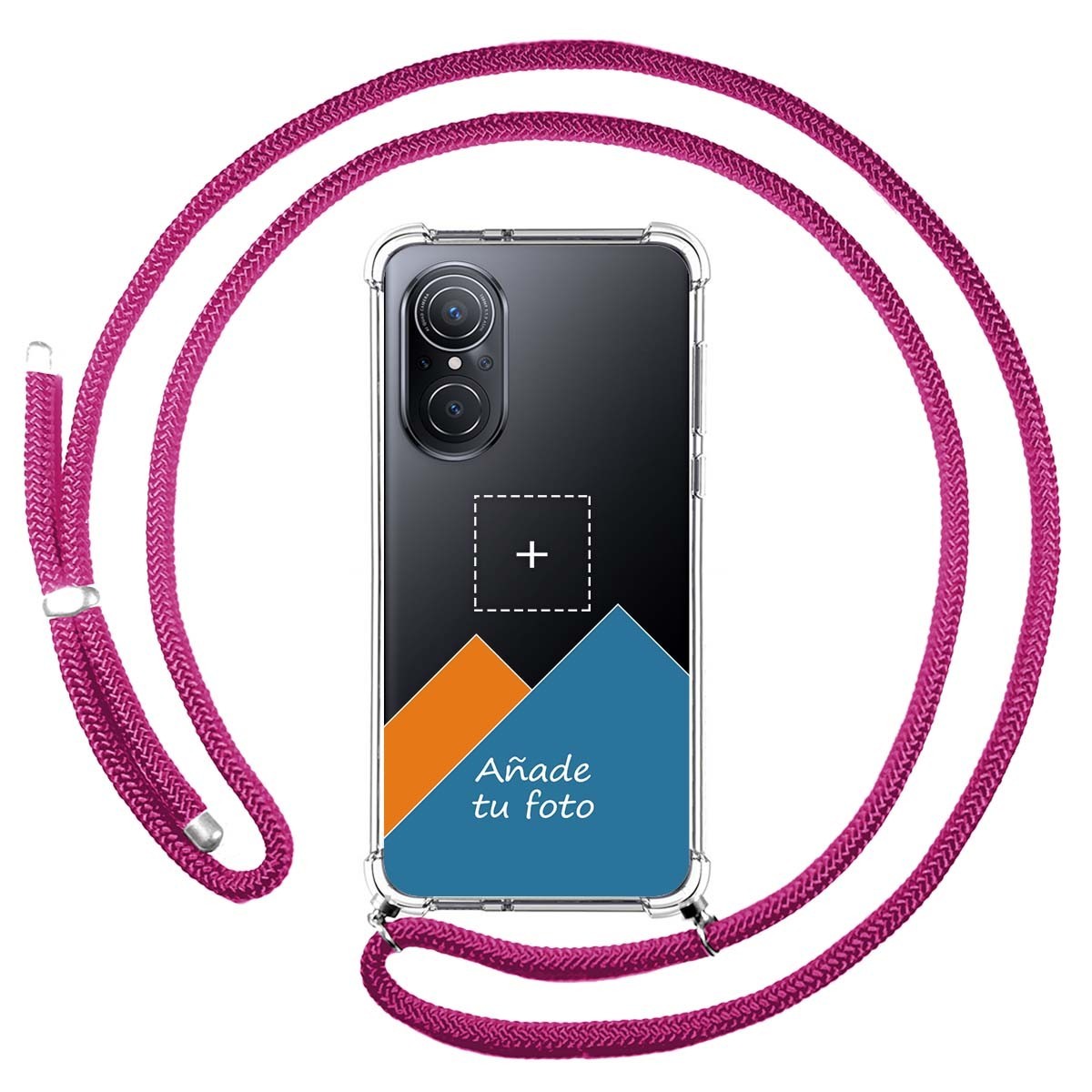 Personaliza tu Funda Colgante Transparente para Huawei Nova 9 SE con Cordon Rosa Fucsia Dibujo Personalizada