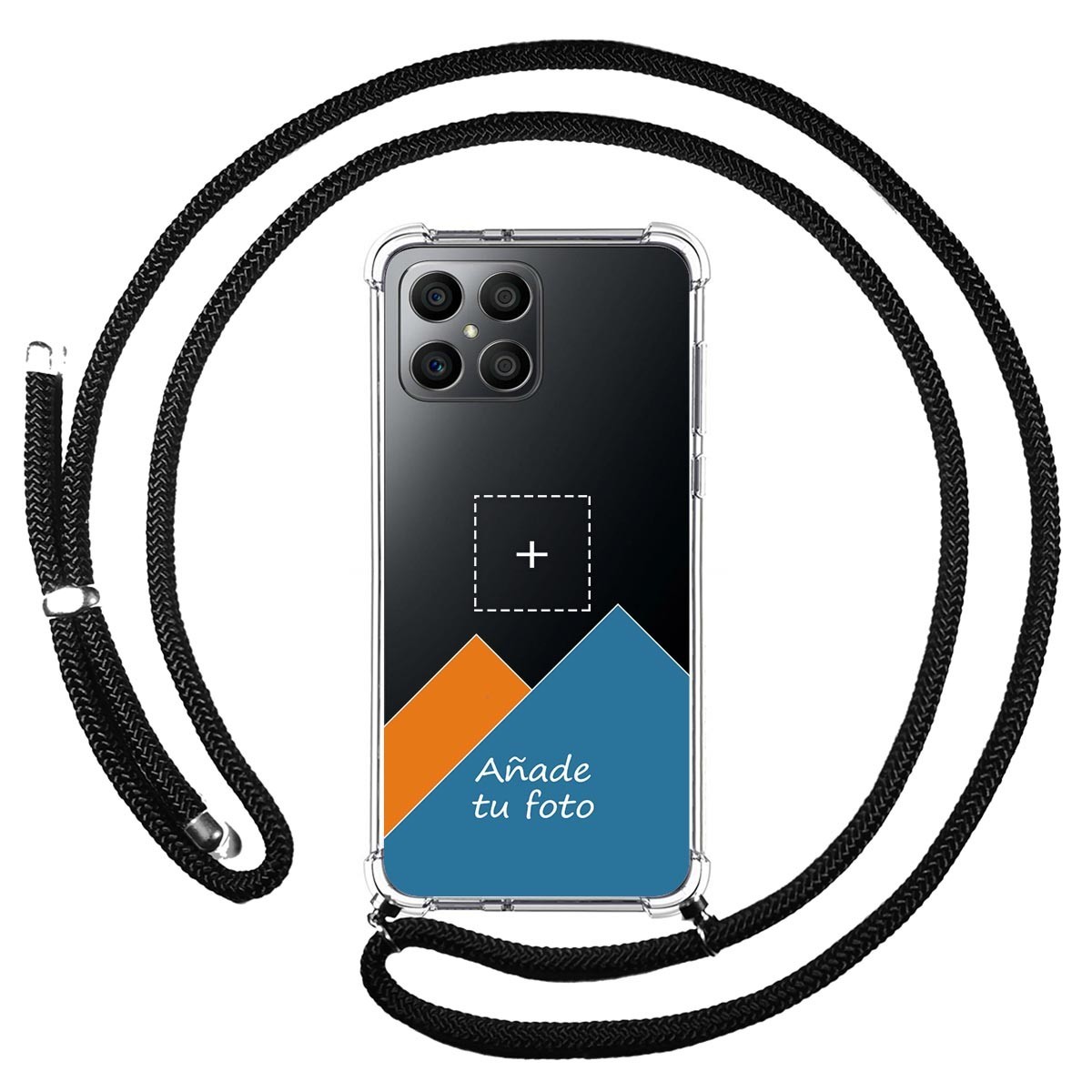 Personaliza tu Funda Colgante Transparente para Huawei Honor X8 con Cordon Negro Dibujo Personalizada