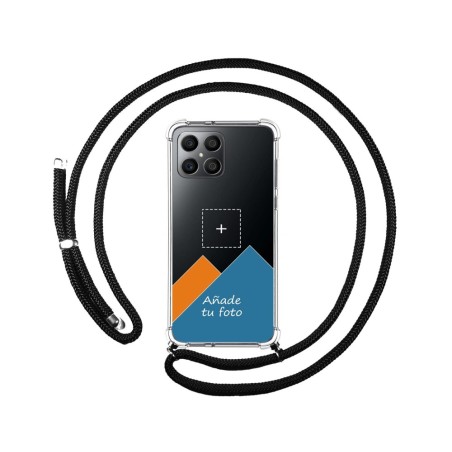 Personaliza tu Funda Colgante Transparente para Huawei Honor X8 con Cordon Negro Dibujo Personalizada