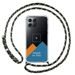 Personaliza tu Funda Colgante Transparente para Huawei Honor X8 con Cordon Verde / Dorado Dibujo Personalizada