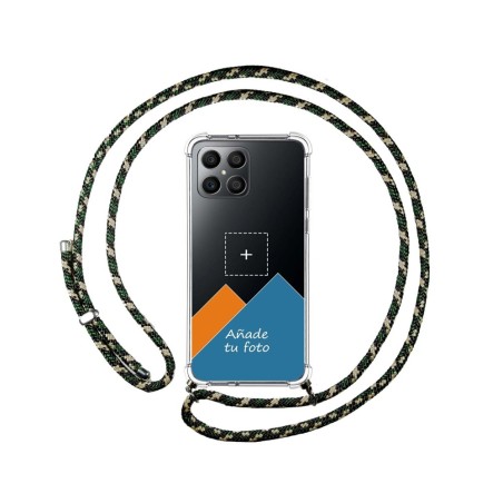 Personaliza tu Funda Colgante Transparente para Huawei Honor X8 con Cordon Verde / Dorado Dibujo Personalizada