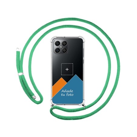 Personaliza tu Funda Colgante Transparente para Huawei Honor X8 con Cordon Verde Agua Dibujo Personalizada