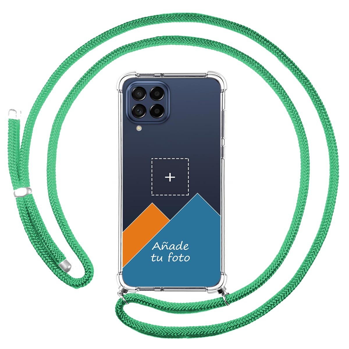 Personaliza tu Funda Colgante Transparente para Samsung Galaxy M33 5G con Cordon Verde Agua Dibujo Personalizada
