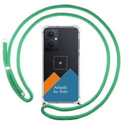 Personaliza tu Funda Colgante Transparente para Oppo A96 5G con Cordon Verde Agua Dibujo Personalizada