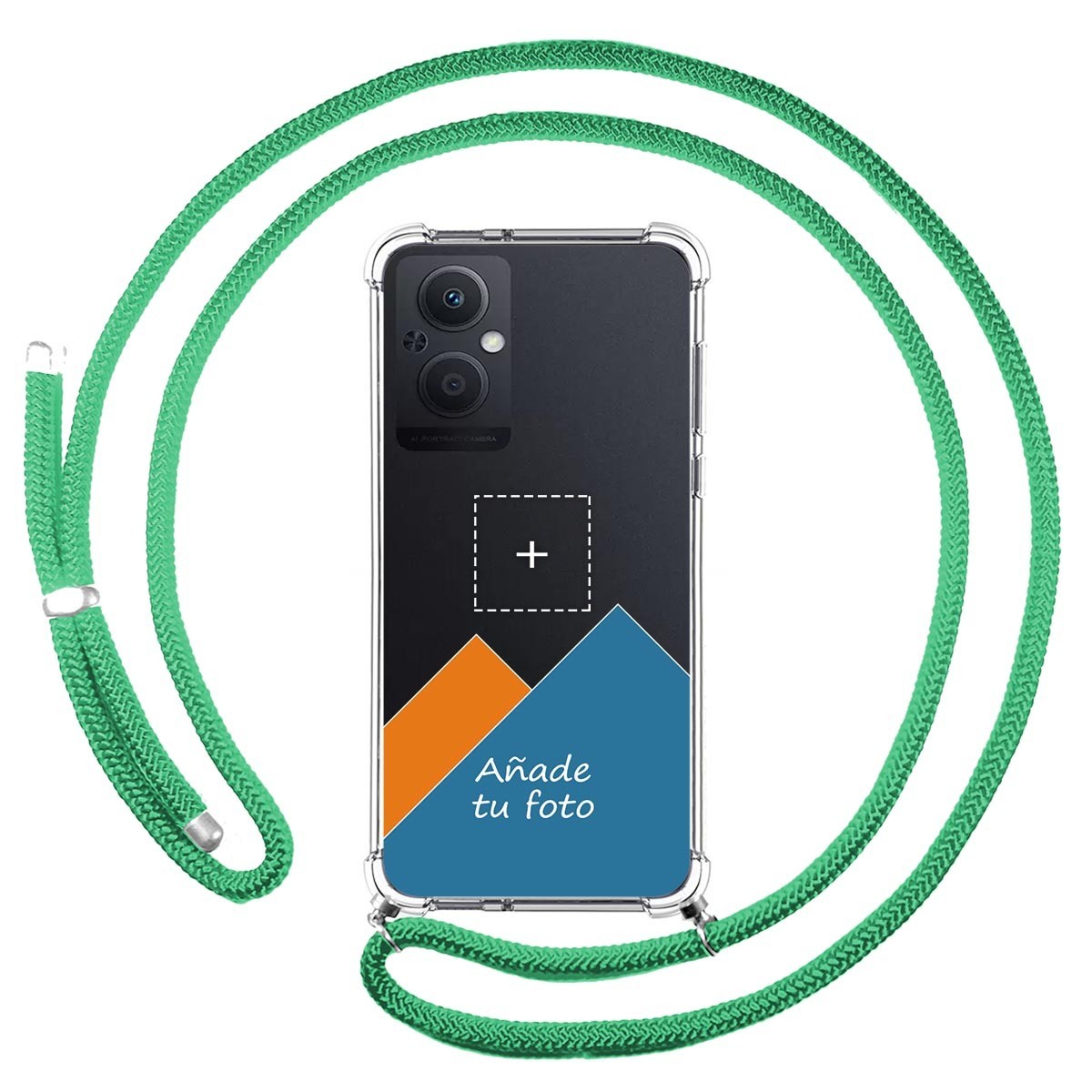 Personaliza tu Funda Colgante Transparente para Oppo A96 5G con Cordon Verde Agua Dibujo Personalizada